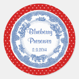 Custom colour vintage blue plate canning label