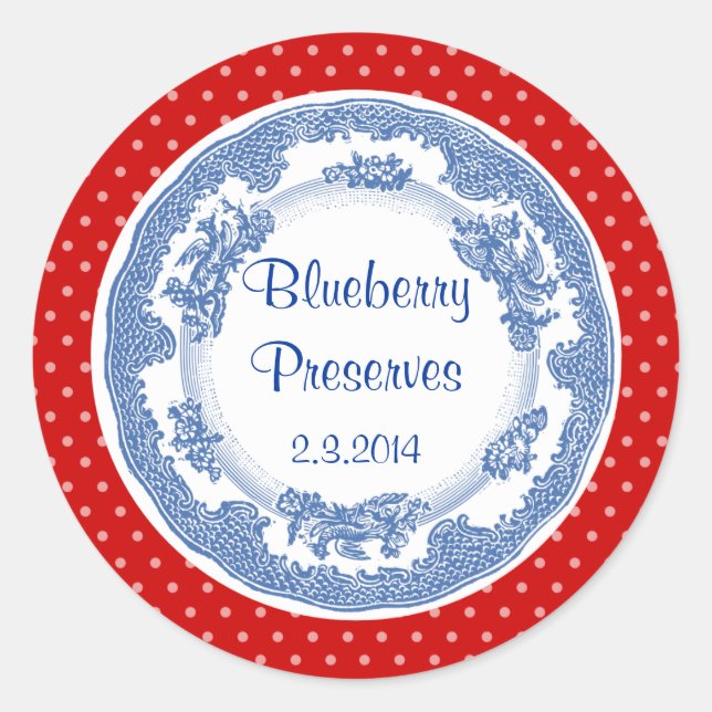 Custom colour vintage blue plate canning label (Front)