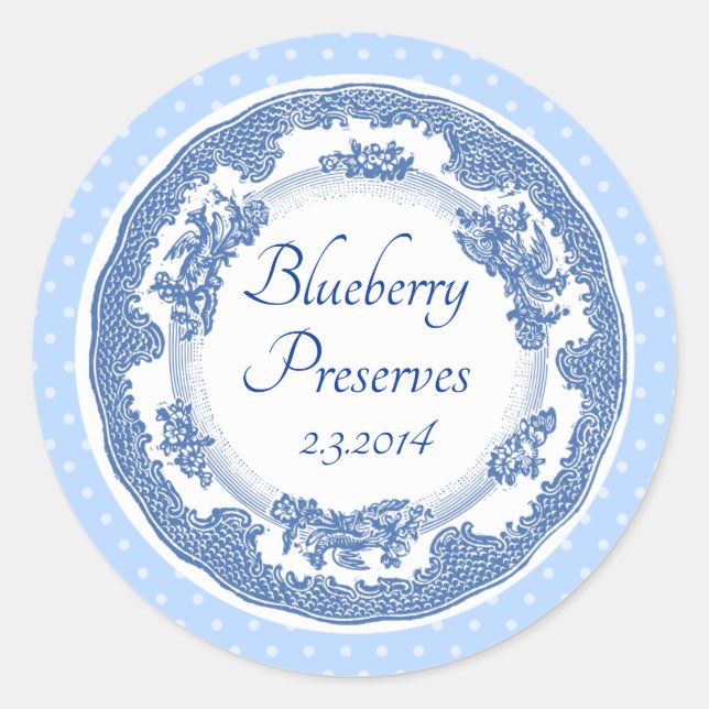 Custom colour vintage blue plate canning label (Front)