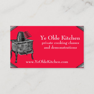 Custom colour vintage stove oven pans cooking chef business card
