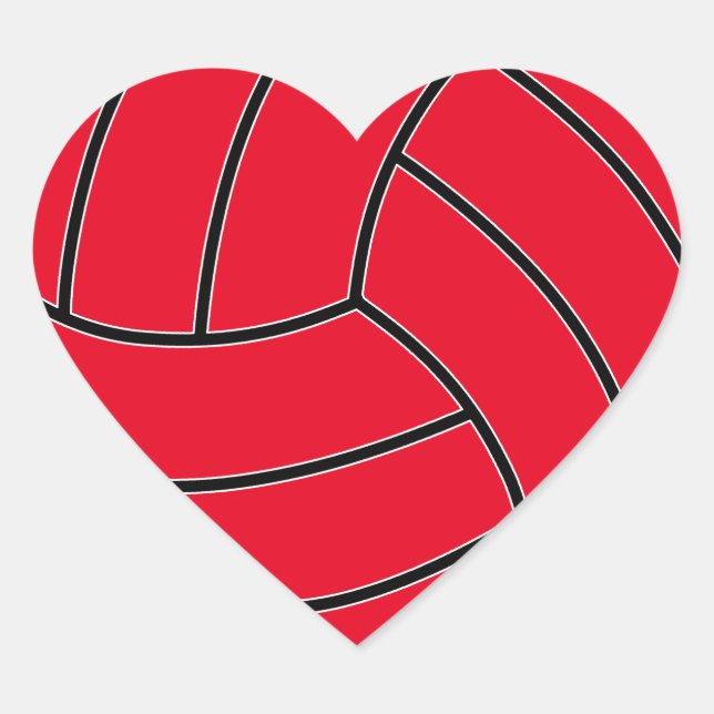 Custom Colour Volleyball Heart Heart Sticker (Front)