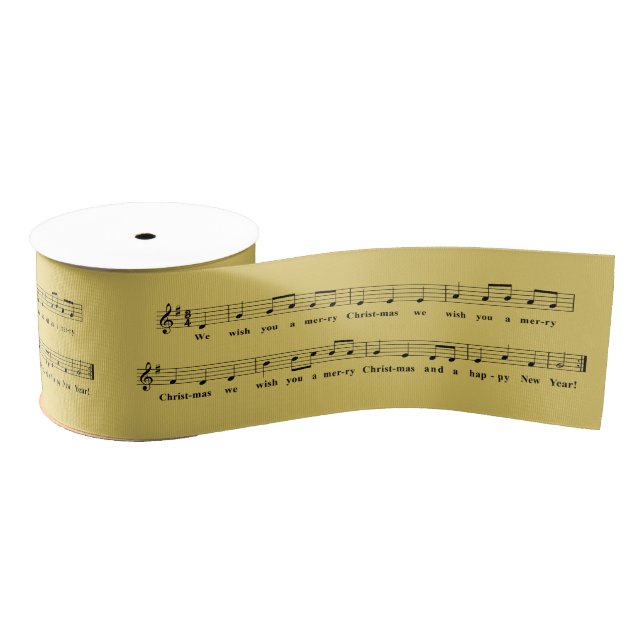 Custom Colour, We Wish You a Merry Christmas Music Grosgrain Ribbon (Spool)