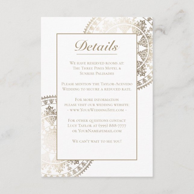 Custom Colour Wedding Details Card Gold Foil (Front)
