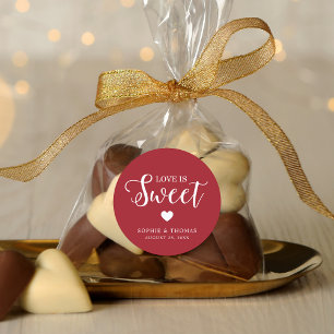 Custom Colour Wedding Love is Sweet Classic Round Sticker