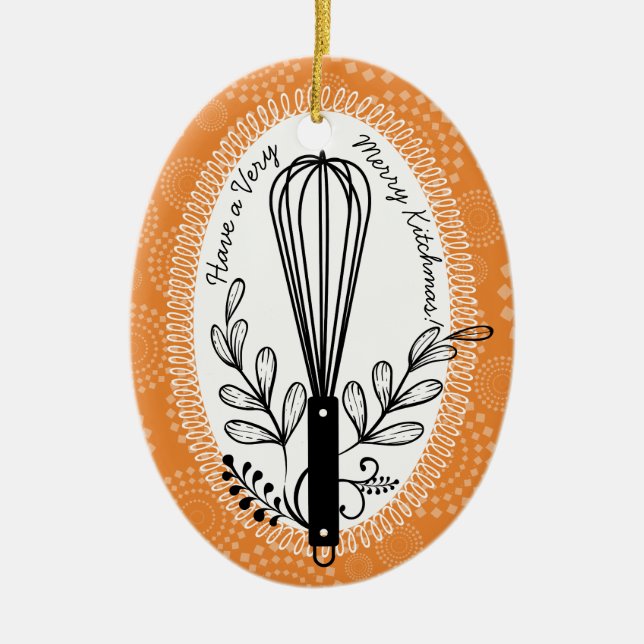 Custom colour whisk culinary Christmas ornament (Front)
