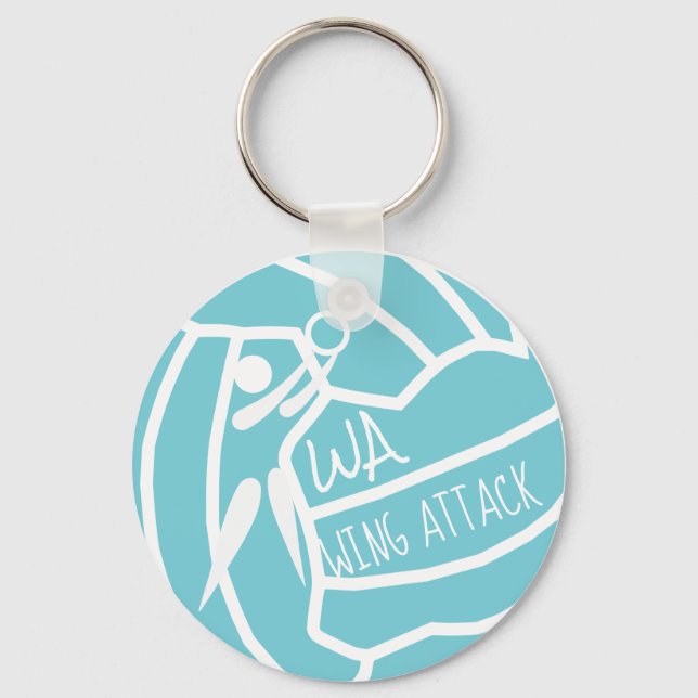Custom Colour Wing Attack WA Netball Clipart Key Ring (Front)