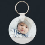 Custom Colour with Custom Photo and Text Key Ring<br><div class="desc">Create your own personalised photo gift by add your own photo, from your beloved family photo to your adorable pet photo, to make your design unique. Decorate with custom colour frame and custom text in modern script and modern sans serif font style. You can easily customise the colour to whatever...</div>