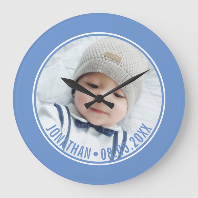 Custom Colour with Custom Photo and Text Large Clock (Front)