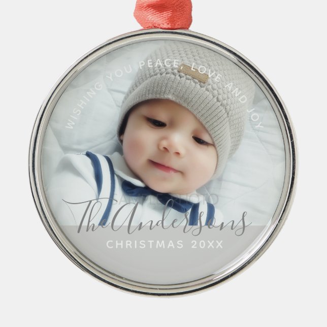 Custom Colour with Custom Photo and Text Metal Tree Decoration (Front)