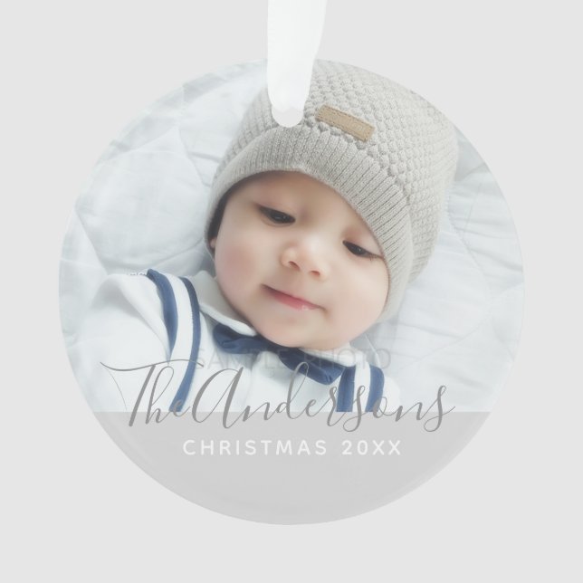 Custom Colour with Custom Photo and Text Ornament (Front)