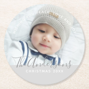 Custom Colour with Custom Photo and Text Round Paper Coaster