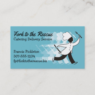 Custom colour woman chef catering meal delivery business card
