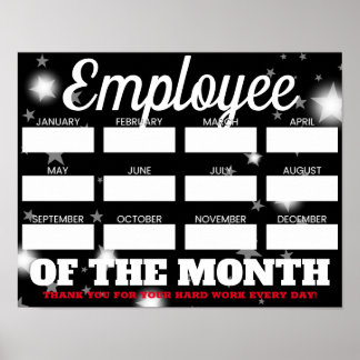 Custom colour write-on names employee of the month poster