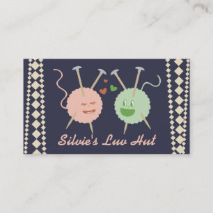 Custom colour yarn balls in love kawaii knitting business card