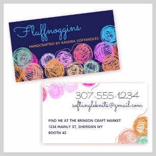 Custom colour yarn balls knitting crochet homespun business card