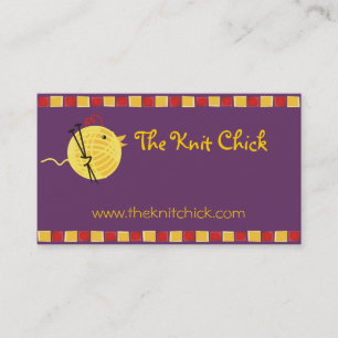 Custom colour yarn knitting needles chick biz card