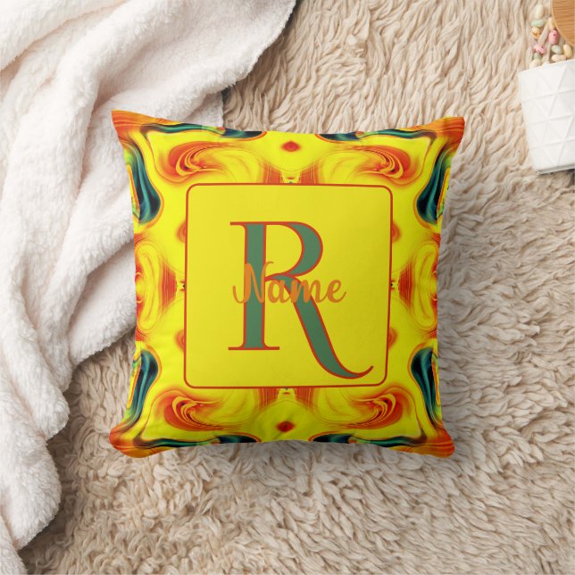 Custom Colourful Art Monogram Your Initial Name  Cushion (Blanket)