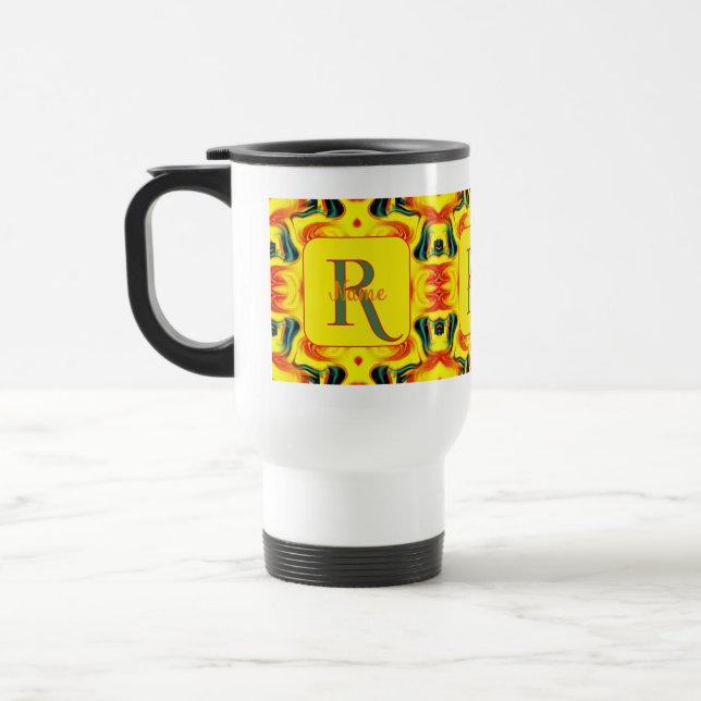 Custom Colourful Art Monogram Your Initial Name  Travel Mug (Left)