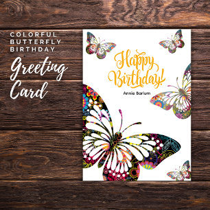 Custom Colourful Butterfly Birthday Card