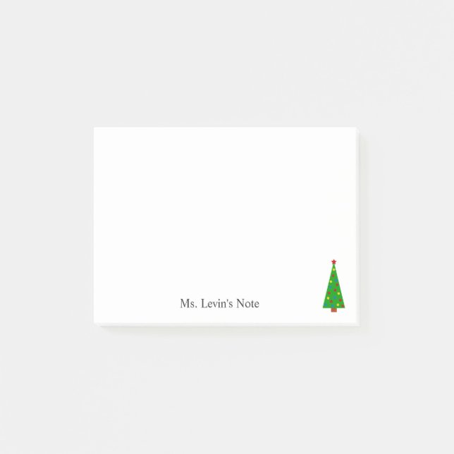Custom Colourful Christmas Tree Holiday Message Post-it Notes (Front)