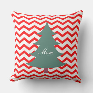 Custom colourful Christmas white red and green tre Cushion