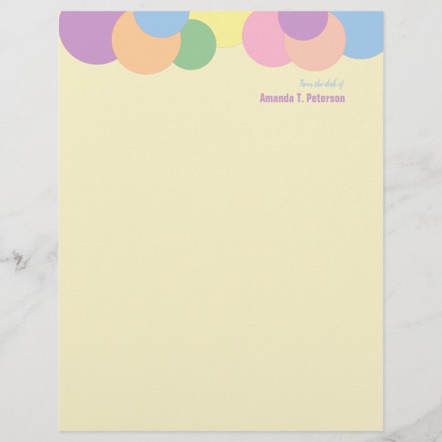 Custom Colourful Circles Pattern From the Desk of Custom Letterhead (Front)