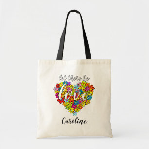 Custom Colourful Cute Floral Heart Art Pattern Tote Bag
