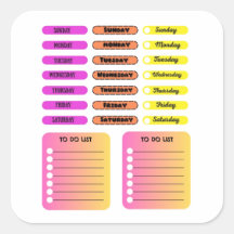 Custom Colourful Days of the Week Weekly Planner S