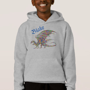 Custom Colourful Dragon Kid's Name T-Shirt