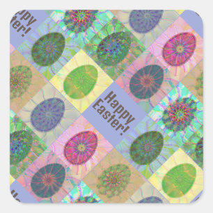 Custom Colourful Eggs Abstract Pattern Easter Square Sticker