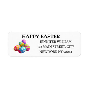 Custom Colourful Eggs Happy Easter Return Address