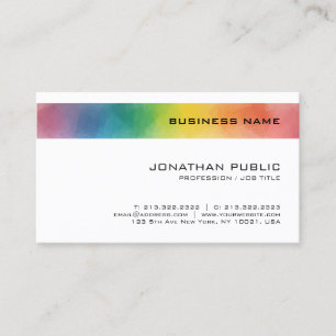 Custom Colourful Elegant Modern Minimalistic Desig Business Card