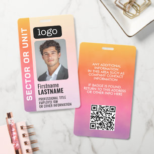Custom Colourful Employee - Photo, QR Code, Logo I ID Badge