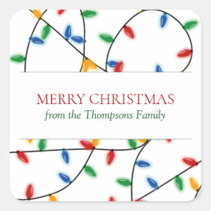 Custom Colourful Festive Christmas Lights  Square Sticker