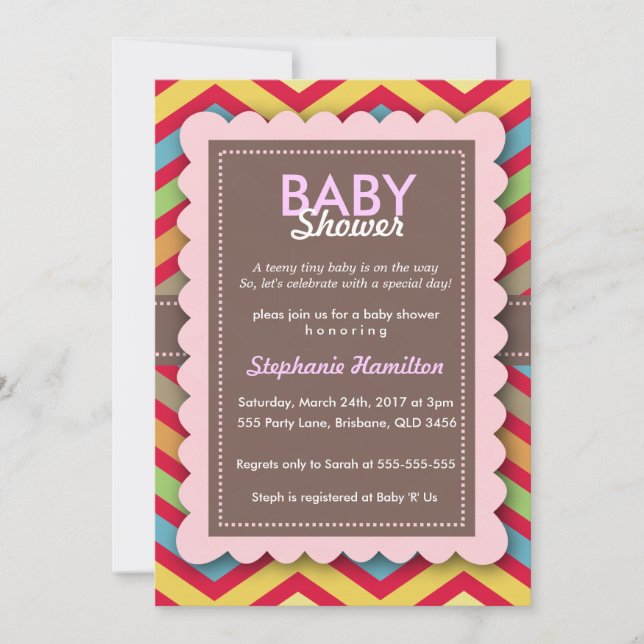 Custom colourful  flower baby shower invite (Front)