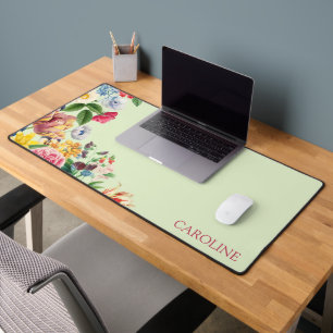 Custom Colourful Garden Wildflowers Floral Bouquet Desk Mat