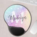 Custom Colourful Glitter Iridescent Elegant Gel Mouse Mat<br><div class="desc">Easily personalise this elegant colourful bokeh glitter pattern with your custom name and/or monogram.</div>