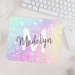 Custom Colourful Glitter Iridescent Elegant Mouse Mat<br><div class="desc">Easily personalise this elegant colourful bokeh glitter pattern with your custom name and/or monogram.</div>