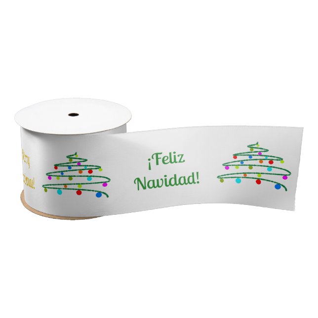 Custom Colourful International Merry Christmas  Satin Ribbon (Spool)