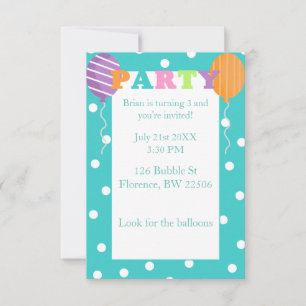 Custom Colourful Kids Birthday Party Invite