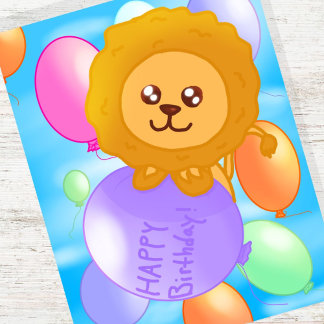 Custom Colourful Lion Themed Birthday Card