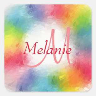 Custom Colourful Modern Abstract Monogram Template Square Sticker