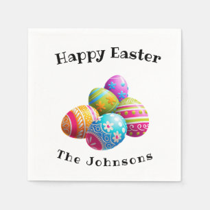 Custom Colourful Modern Egg Hunt Happy Easter Napkin