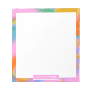 custom colourful modern rainbow name abstract notepad