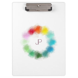 Custom Colourful Monogram Modern Elegant Template Clipboard