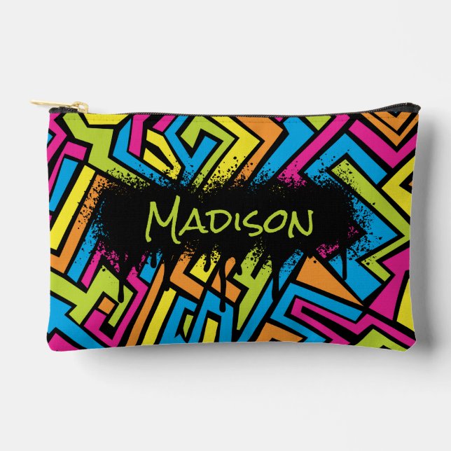 Custom Colourful Neon Graffiti Street Art Pattern  Accessory Pouch (Front)