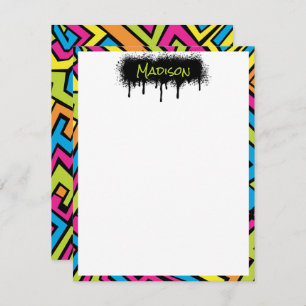Custom Colourful Neon Graffiti Street Art Pattern  Card