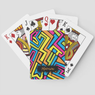 Custom Colourful Neon Graffiti Street Art Pattern  Playing Cards