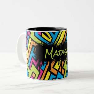 Custom Colourful Neon Graffiti Street Art Pattern  Two-Tone Coffee Mug