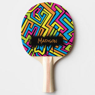 Custom Colourful Neon Graffiti Table Tennis Ping Pong Paddle